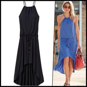 Athleta Halter Top High-low Maxi Dress Black XXS